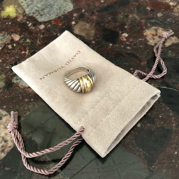 David Yurman Silver/Gold Sterling 14K Cable Ring - Picture 1 of 5